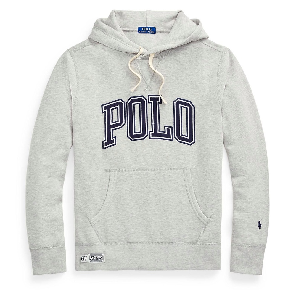 Ralph Lauren HEATHER GREY Fleece Logo Pullover Hoodie New with tags